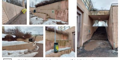 kuvia Oulunkylän aseman ympäristön betonipinnoista